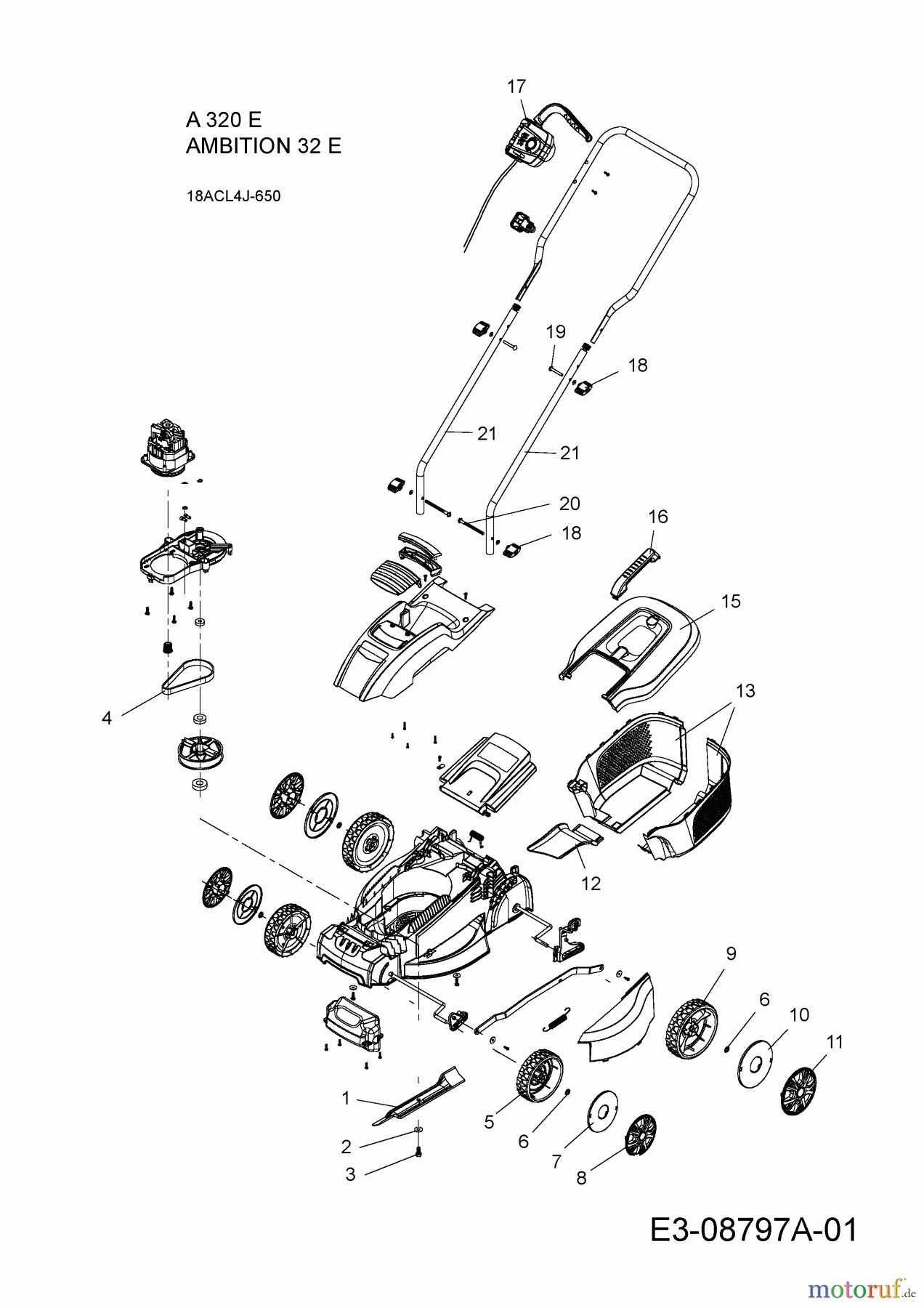  Wolf-Garten Elektromäher A 320 E 18ACL4J-650  (2017) Grundgerät