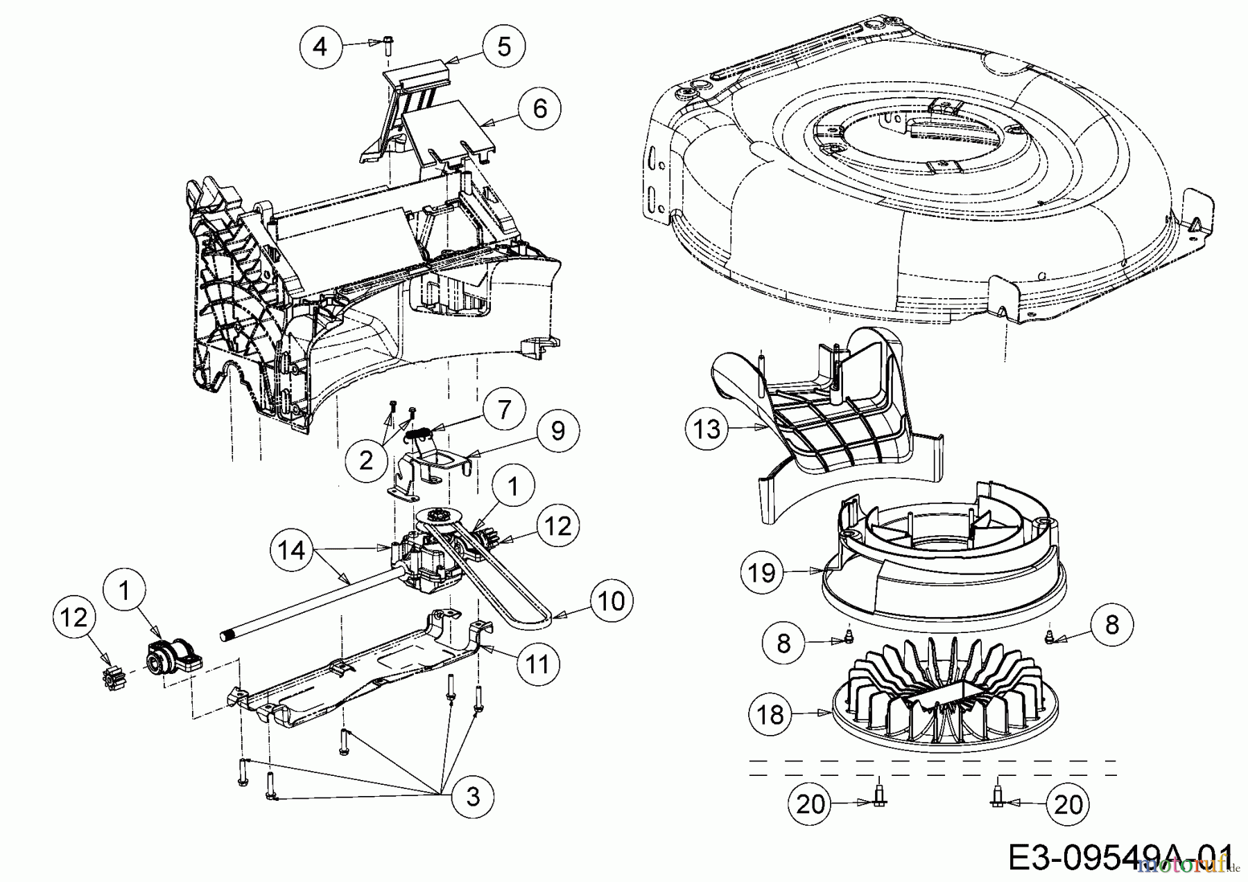  Wolf-Garten Motormäher mit Antrieb A 460 AHW 12B-TVSC650  (2017) Getriebe, Keilriemen, Lüfterrad