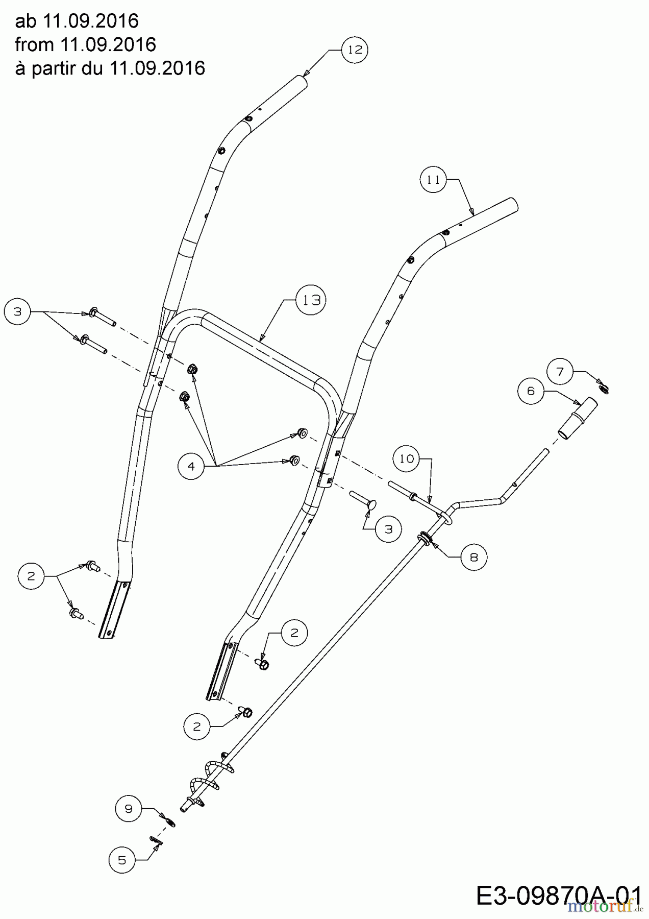  Wolf-Garten Schneefräsen SF 61 E 31AW63F2650  (2017) Holm, Kurbel ab 28.09.2016