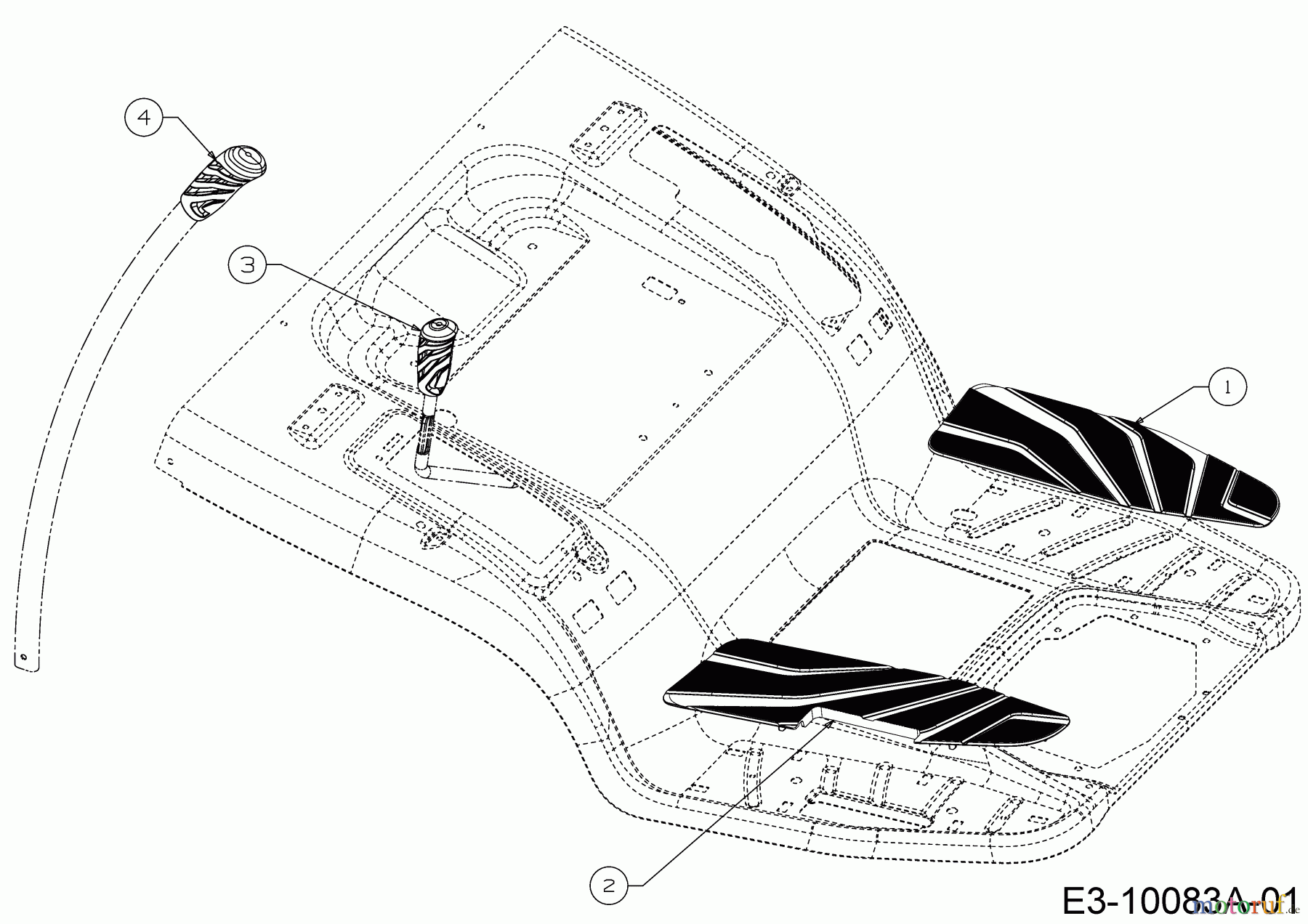  WOLF-Garten Expert Rasentraktoren Alpha 95.165 H 13ADA1VB650  (2017) Handgriffe, Trittbrettbelag