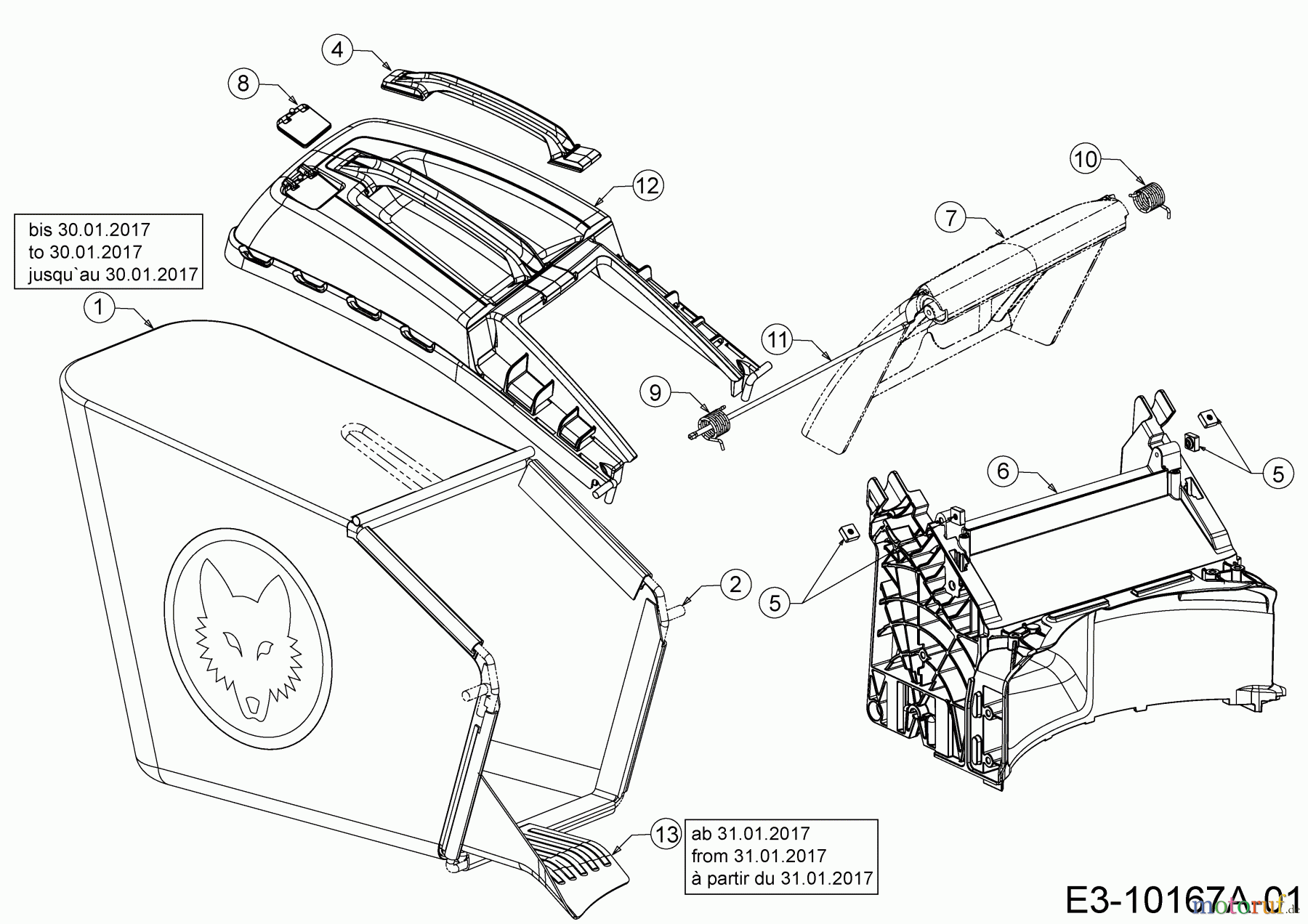  Wolf-Garten Motormäher mit Antrieb A 420 AVHW 12AQLV5B650  (2017) Grasfangsack, Heckklappe, Leitstück hinten