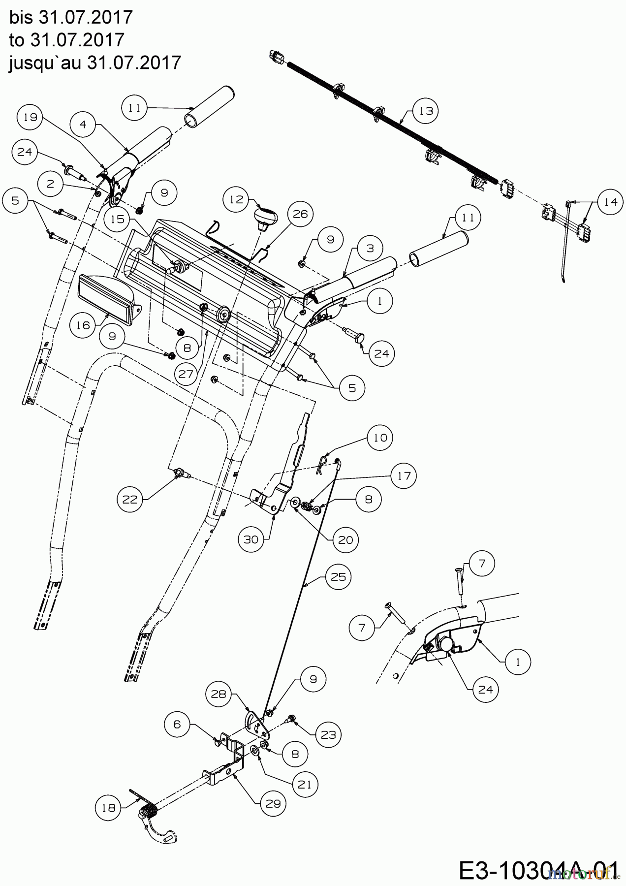  Wolf-Garten Schneefräsen SF 61 E 31AW63F2650  (2018) Armaturenbrett bis 31.07.2017