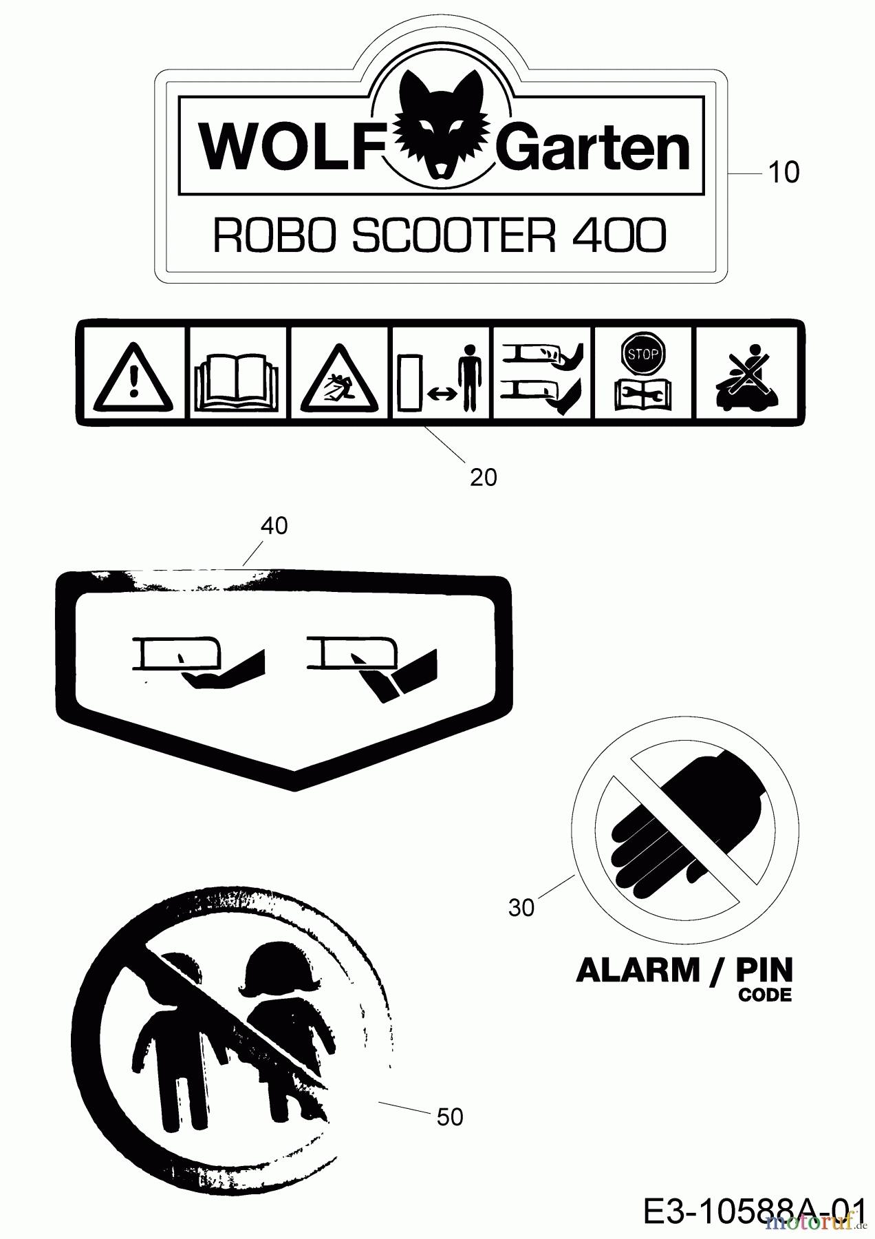  Wolf-Garten Mähroboter Robo Scooter 400 18AO04LF650  (2014) Aufkleber