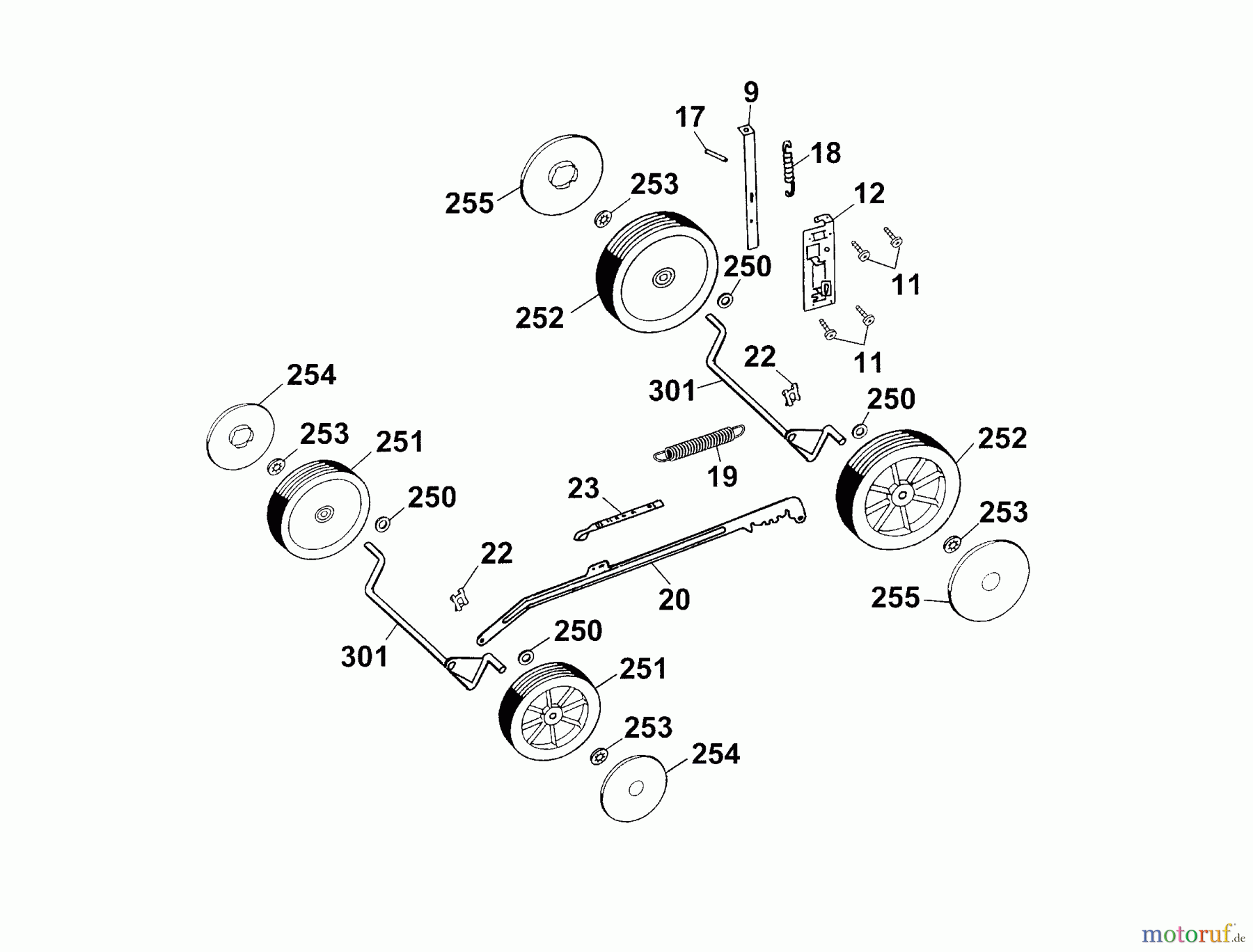  Wolf-Garten Motormäher Esprit 46 B 4601000 Serie B, C  (2003) Höhenverstellung, Räder