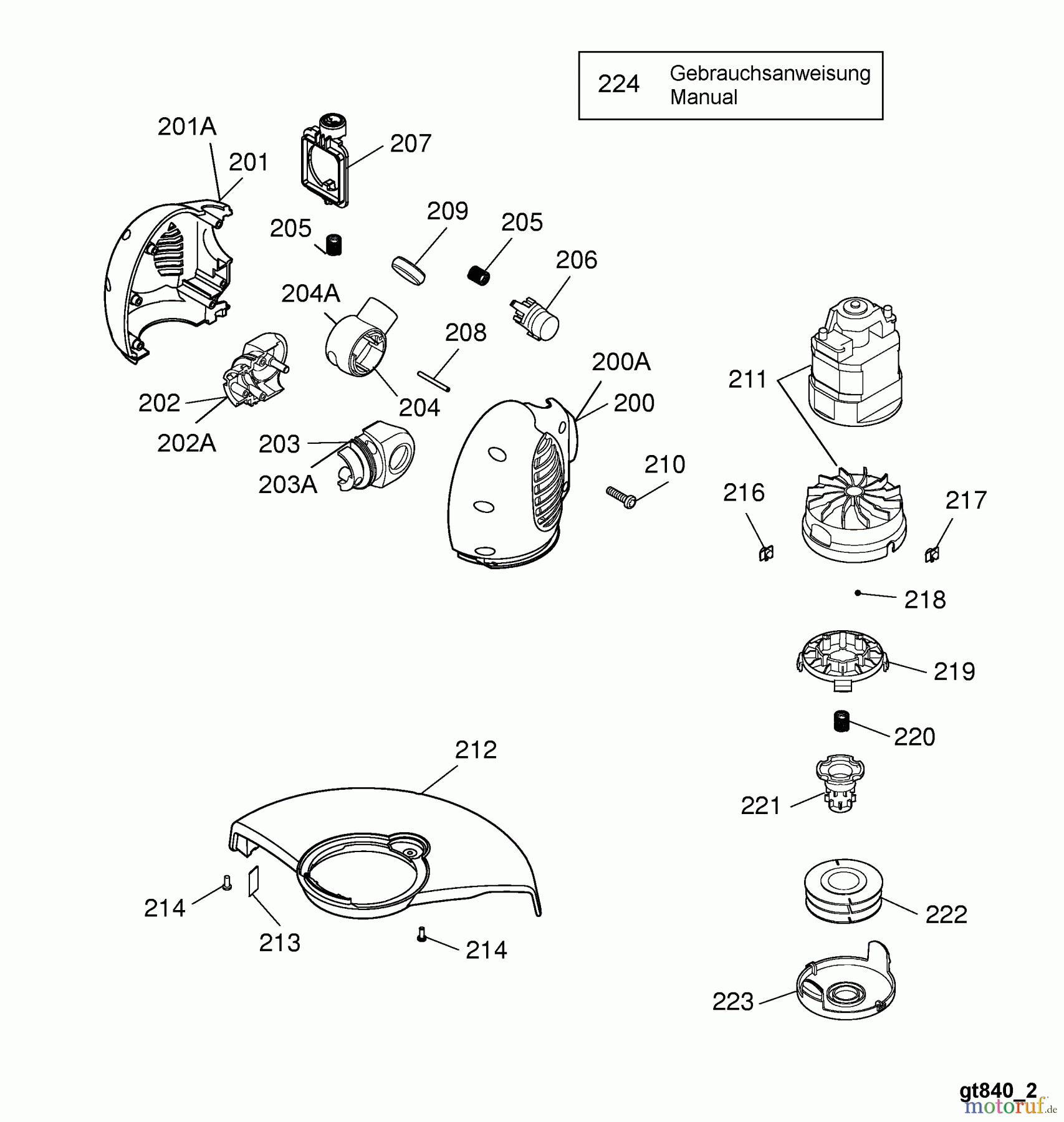  Wolf-Garten Elektrotrimmer GT 835 7130004 Serie A  (2004) Elektromotor, Fadenspule