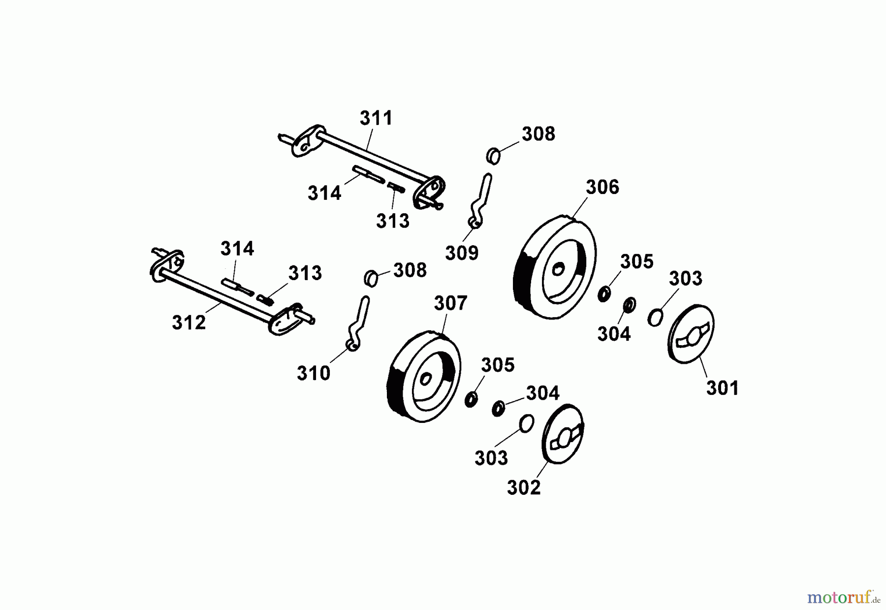  Wolf-Garten Elektromäher HBM 32 E 4912685 Serie A  (2003) Räder, Schnitthöhenverstellung