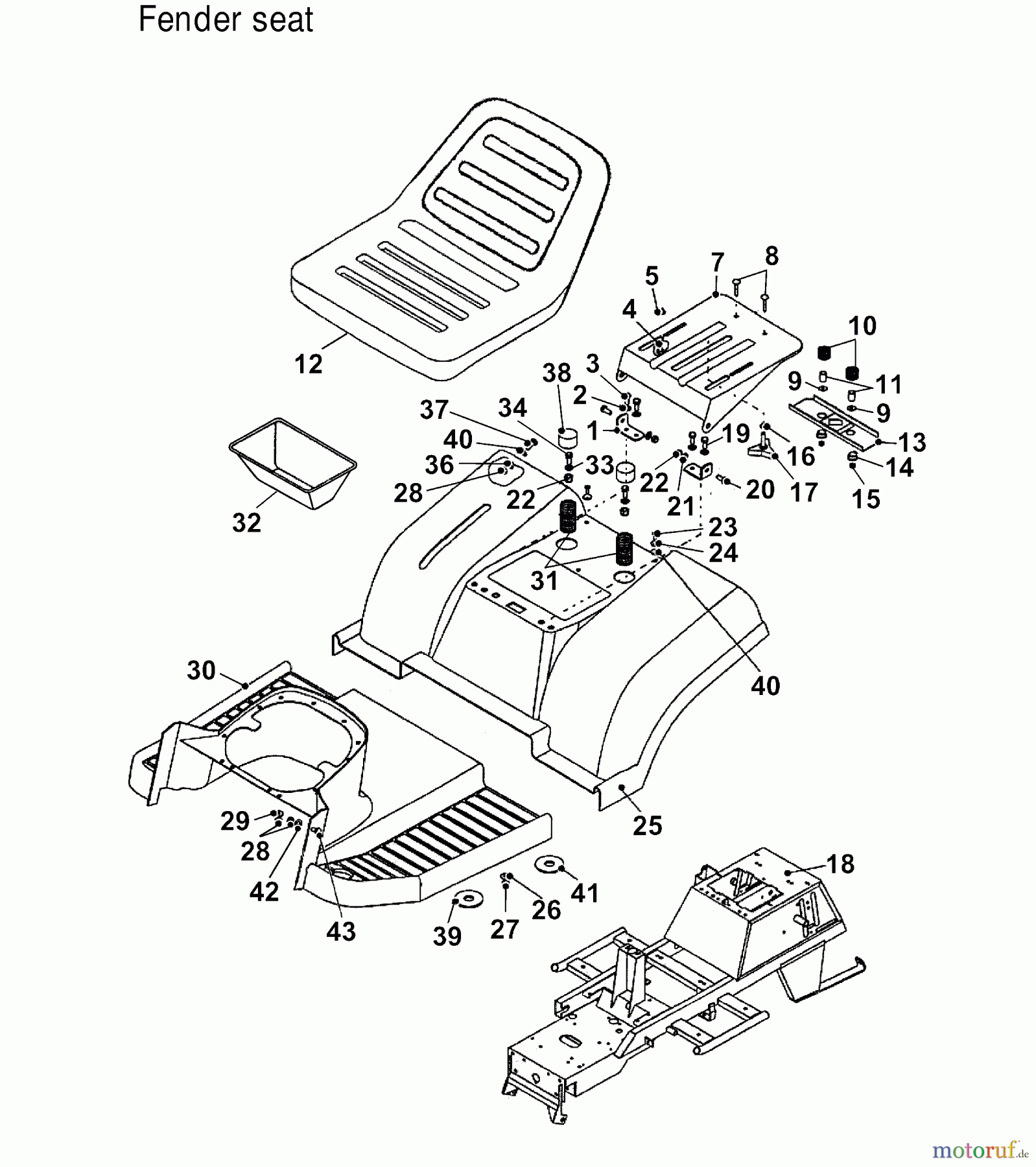 Wolf-Garten Rasentraktoren Trac OHV 6 6200000 Serie C (2004) Sitz, Sitzwanne