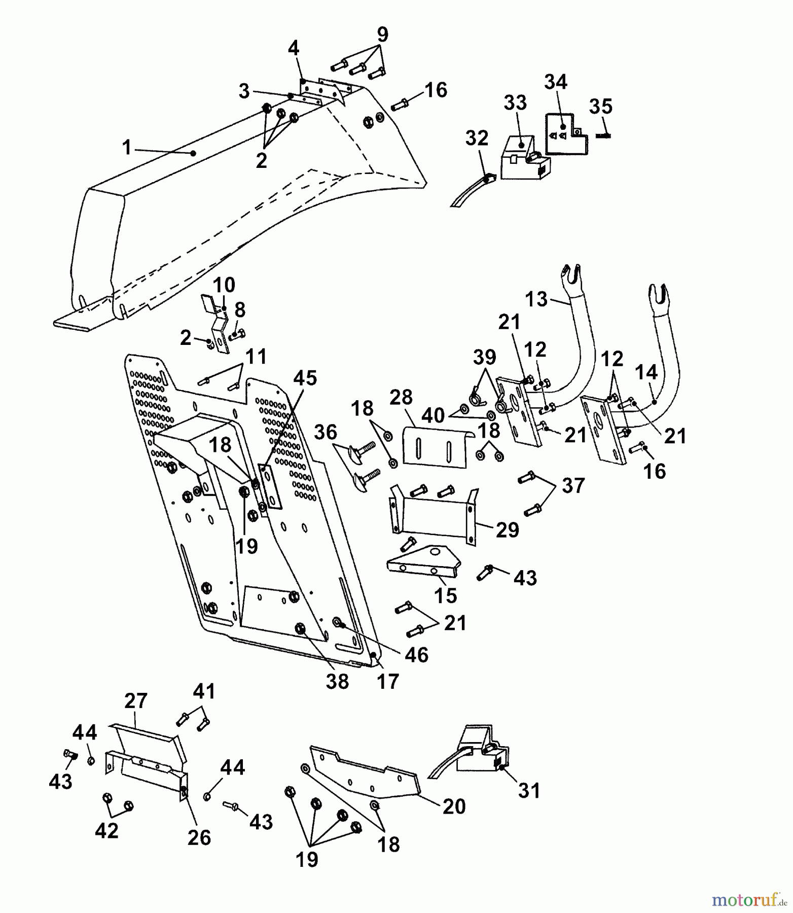  Wolf-Garten Rasentraktoren Trac OHV 7 6205000 Serie C  (2004) Aufnahme Fangeinrichtung, Auswurfkanal