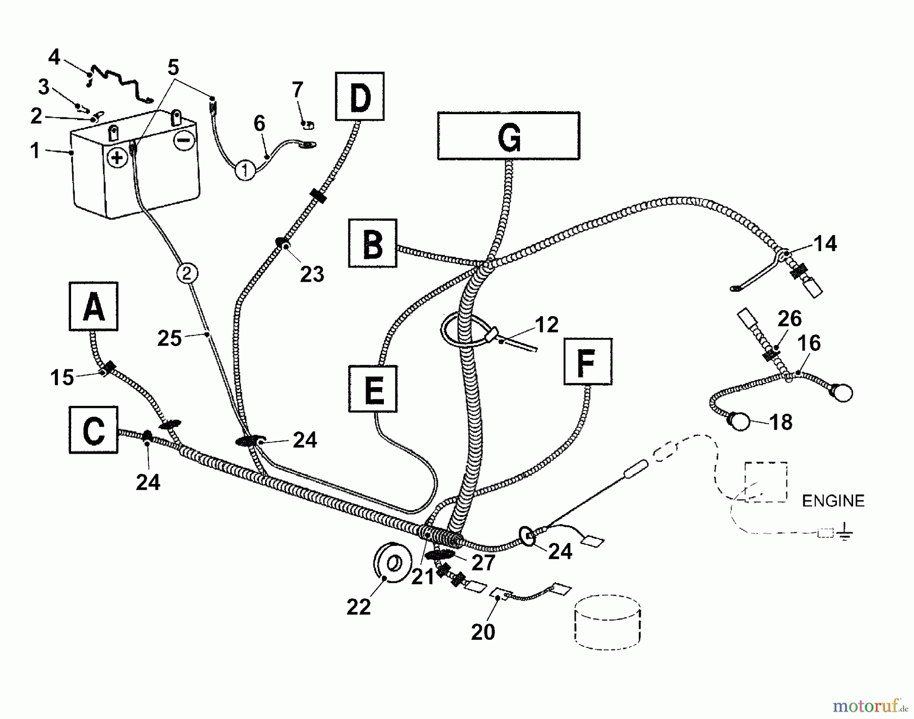  Wolf-Garten Rasentraktoren Trac OHV 7 6205000 Serie C  (2004) Kabelbaum