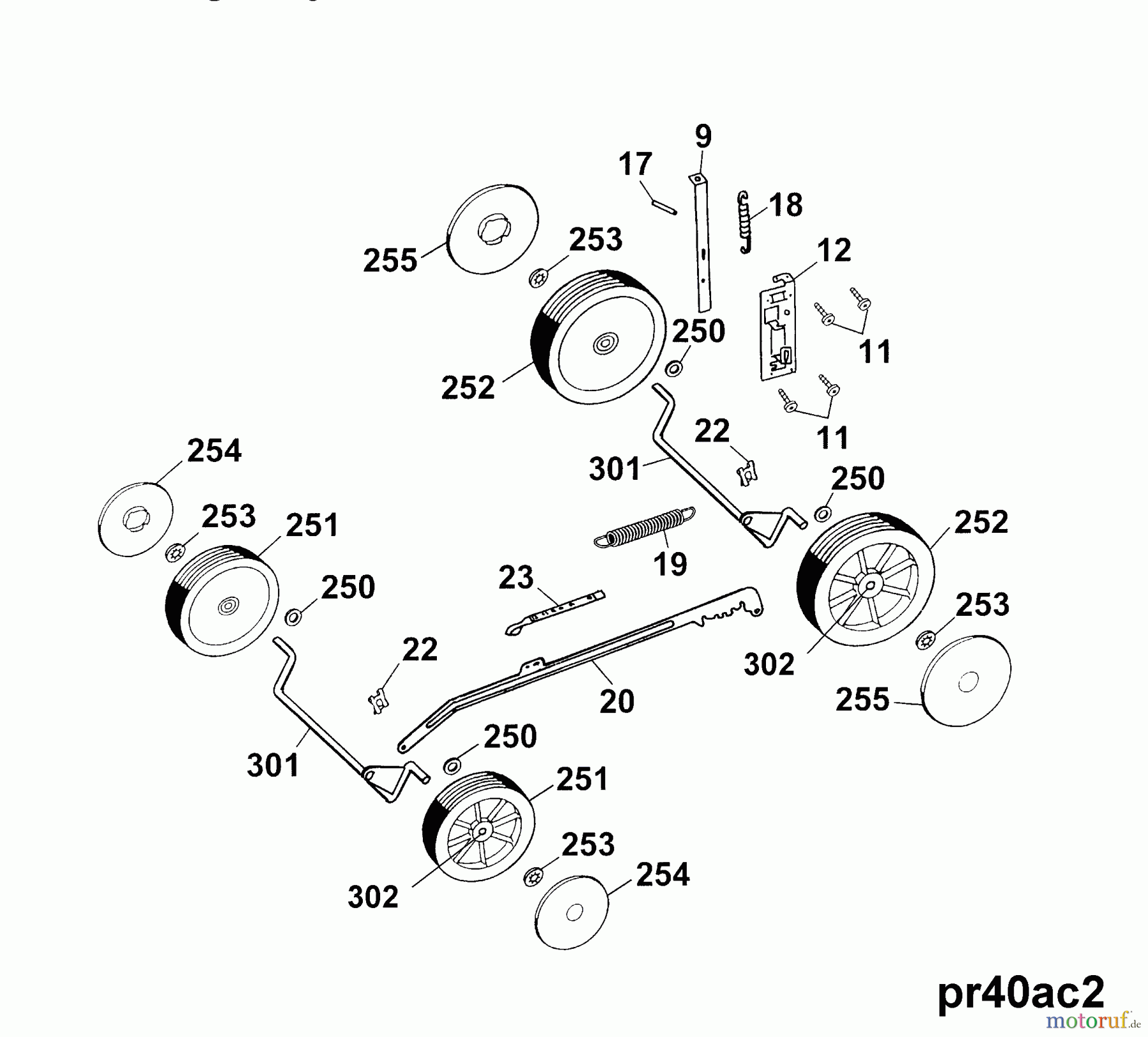  Wolf-Garten Akkumäher Premio 40 AC 4044000 Serie B  (2003) Höhenverstellung, Räder