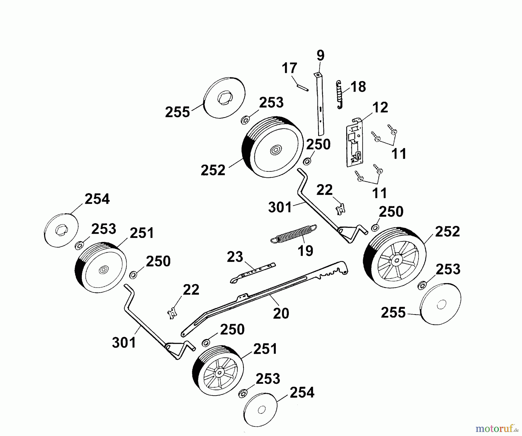  Wolf-Garten Elektromäher Premio 40 E 4028003 Serie B, C  (2003) Höhenverstellung, Räder