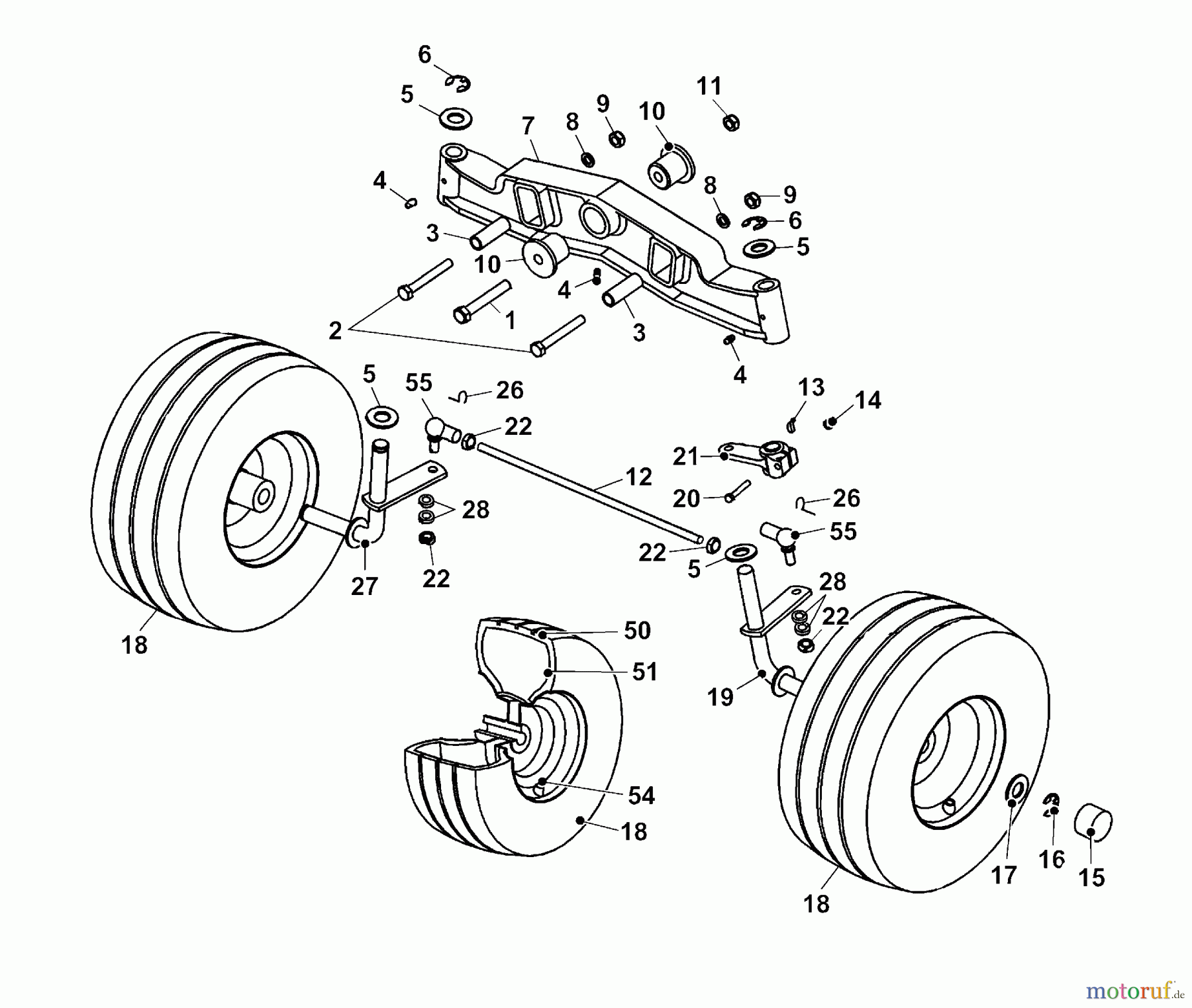 Wolf-Garten Rasentraktoren Trac OHV 6 6200000 Serie B (2003) Räder vorne, Vorderachse