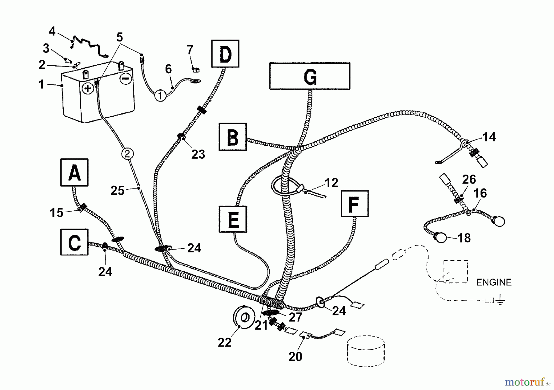 Wolf-Garten Rasentraktoren Trac OHV 6 6200000 Serie B (2003) Kabelbaum