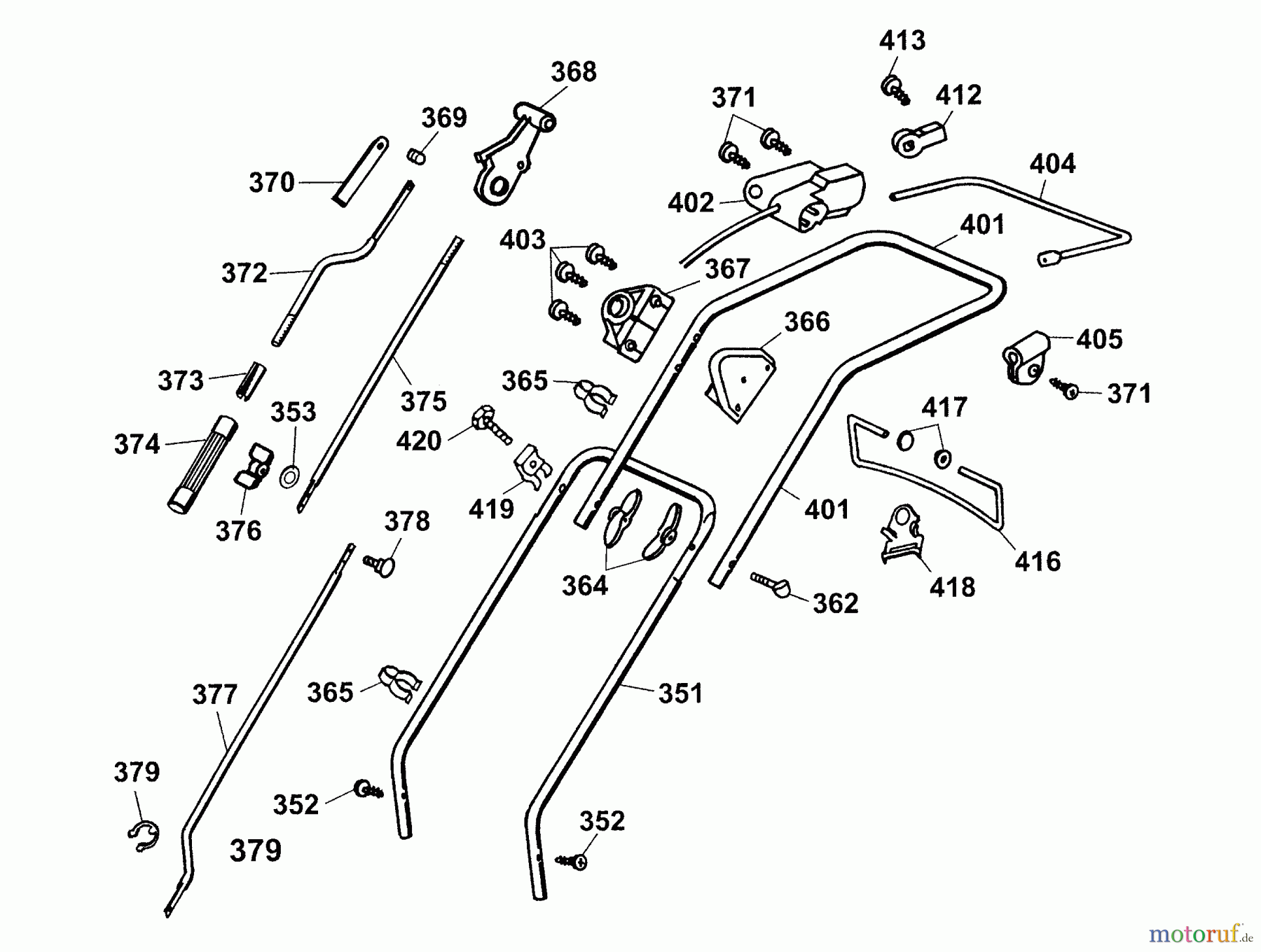 Wolf-Garten Elektrovertikutierer UV 32 EV 3632683 Serie A (2003) Holm, Höhenverstellung