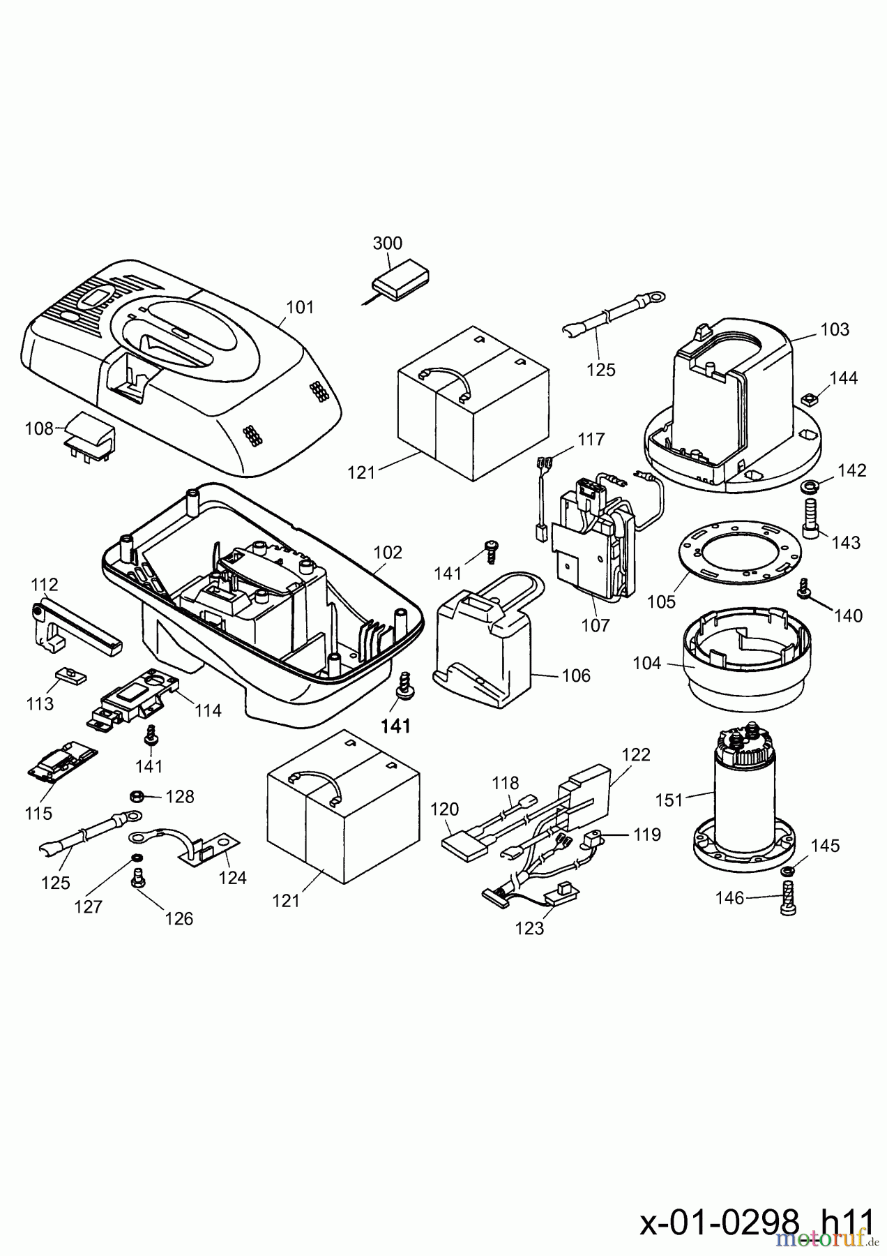  Wolf-Garten Akkumäher mit Antrieb 6.42 ACAN 4946080 Serie A  (1998) Elektroteile mit Wechselakku 12 AH
