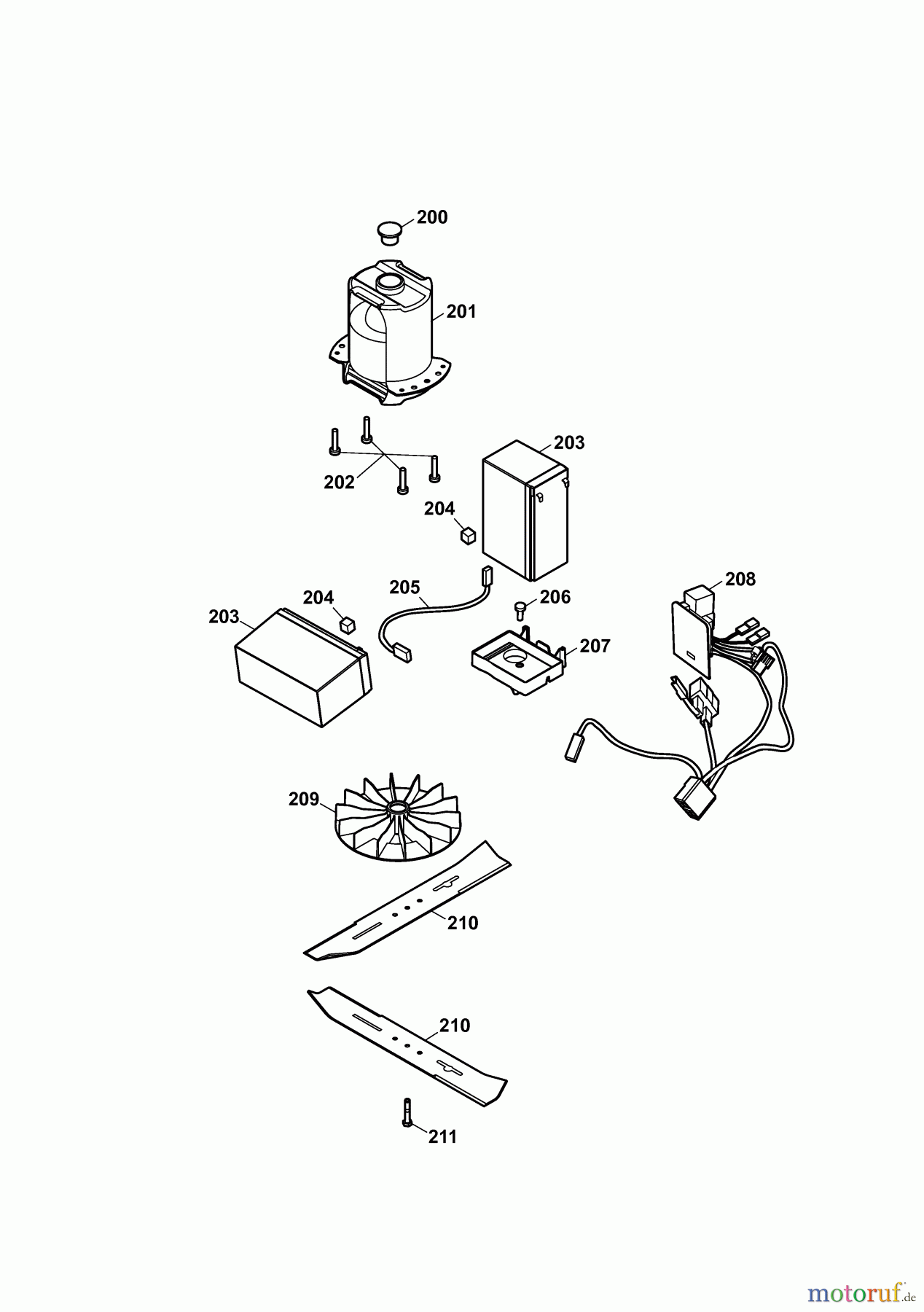  Wolf-Garten Akkumäher Compact plus 34 AC 4908000 Serie A  (2006) Messer, Messeraufnahme, Motor