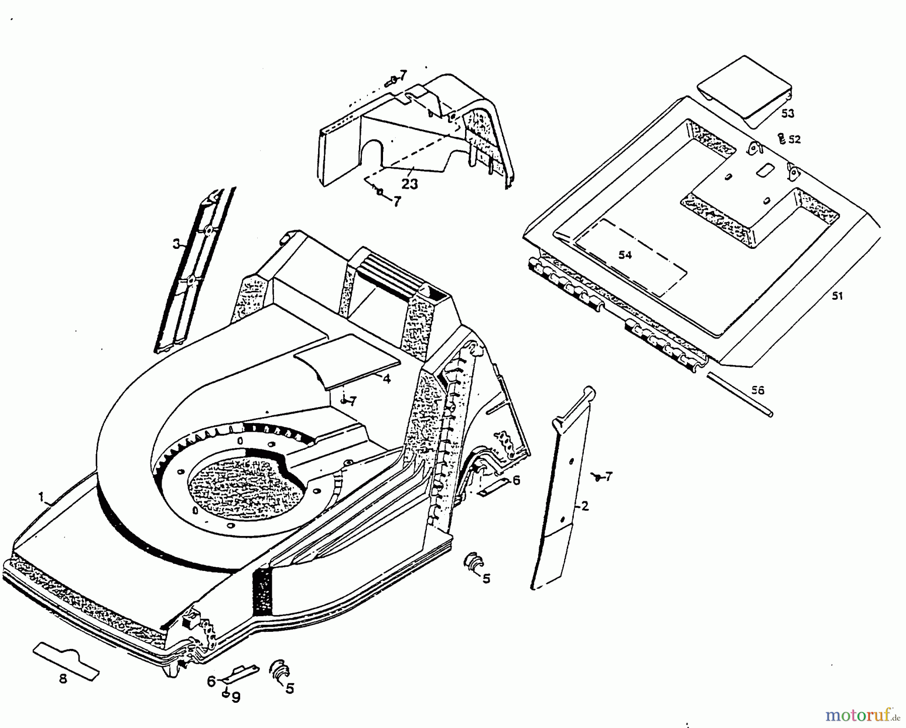  Wolf-Garten Motormäher mit Antrieb 6.42 KA 4880880 Serie C  (1996) Heckklappe, Mähwerksgehäuse